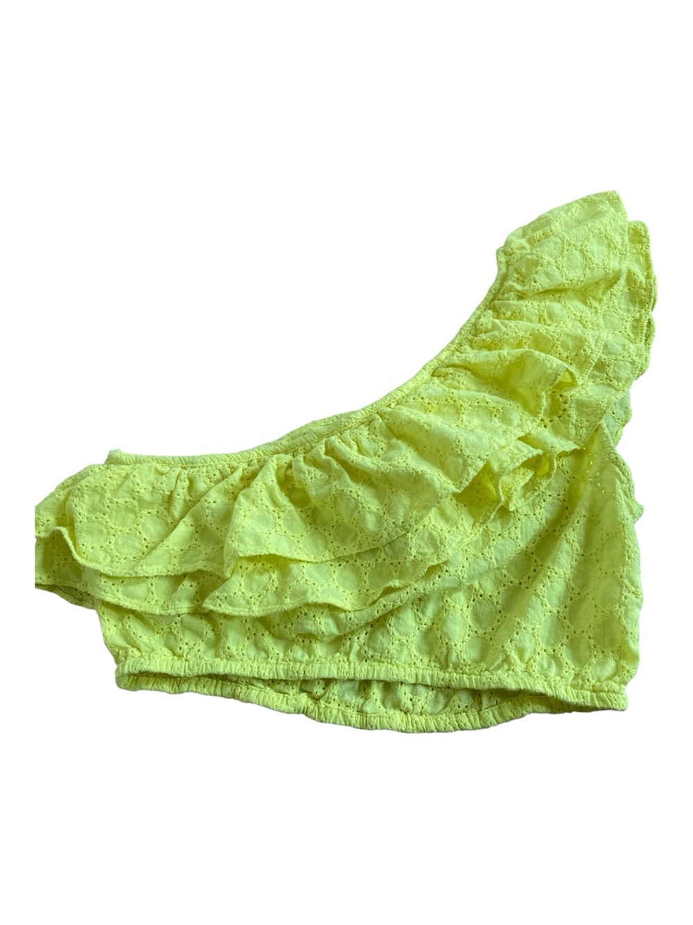 Zara Neon Yellow One-Shoulder Ruffle Tunic